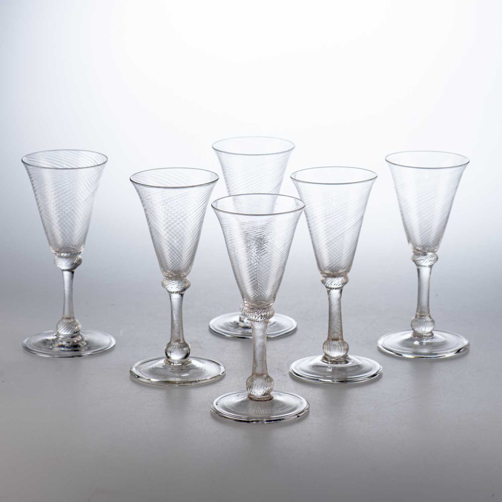 A SET OF SIX LIEGE WINE GLASSES, 18TH CENTURY