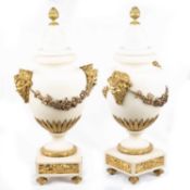 A PAIR OF LOUIS XV STYLE ORMOLU-MOUNTED MARBLE CASSOLETTES