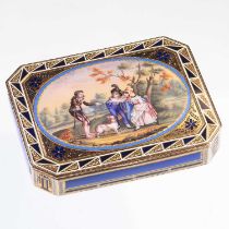 A FINE RUSSIAN GOLD AND ENAMEL SNUFF BOX, BY PIERRE THEREMIN, ST PETERSBURG, 1800