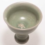 A CHINESE CELADON 'TURTLE' STEM CUP