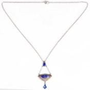 AN ARTS AND CRAFTS SILVER AND ENAMEL PENDANT NECKLACE, BY CHARLES HORNER
