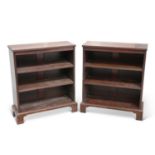 A SMALL PAIR OF GEORGIAN STYLE MAHOGANY OPEN BOOKCASES