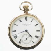 A 9CT GOLD OPEN FACED ELGIN POCKET WATCH