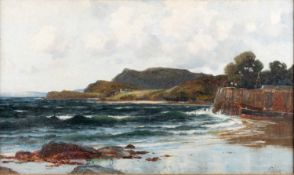RICHARD WANE (1852-1904) A COASTAL LANDSCAPE WITH HARBOUR WALL