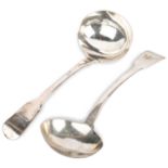 A PAIR OF GEORGE III SILVER SAUCE LADLES