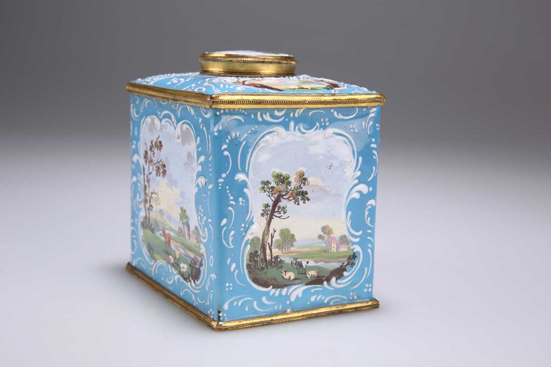 A PAIR OF ENGLISH ENAMEL TEA CADDIES AND A SUGAR BOX, SOUTH STAFFORDSHIRE, CIRCA 1770 - Image 16 of 18