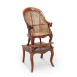 A 19TH CENTURY MAHOGANY CHILD'S CHAIR ON STAND