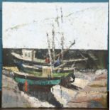 LEA BRIGHT (20TH CENTURY) FISHING BOATS IN A HARBOUR
