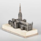 A COMMEMORATIVE SILVER MODEL OF SALISBURY CATHEDRAL