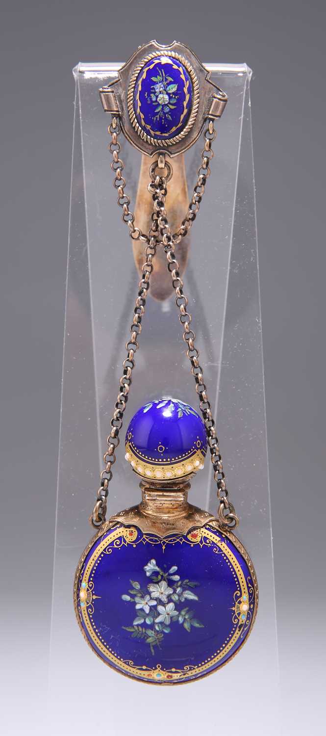 A FRENCH SILVER AND ENAMEL SCENT BOTTLE, MID-19TH CENTURY - Image 2 of 8