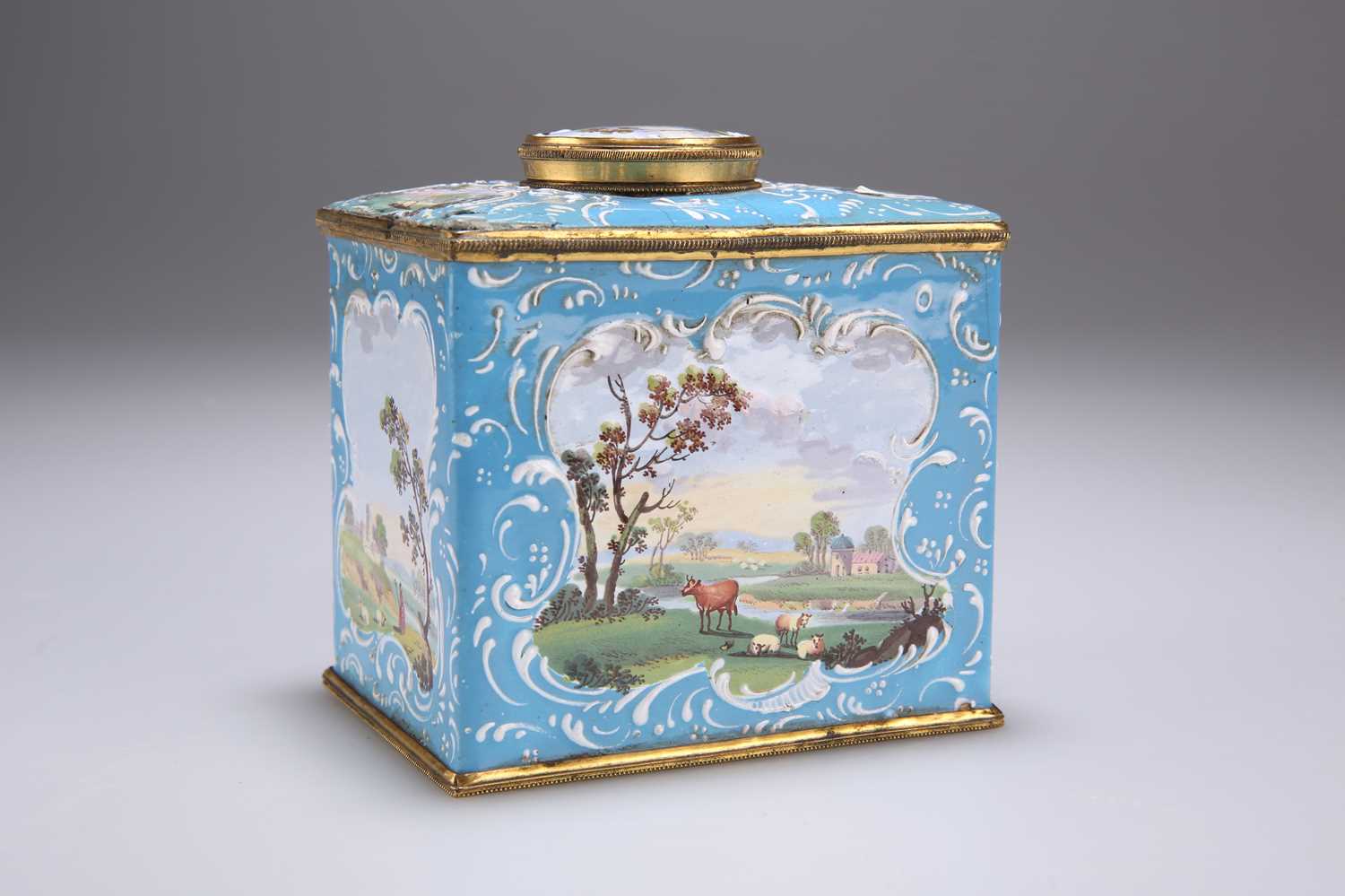 A PAIR OF ENGLISH ENAMEL TEA CADDIES AND A SUGAR BOX, SOUTH STAFFORDSHIRE, CIRCA 1770 - Image 4 of 18