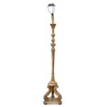 A 19TH CENTURY GILTWOOD STANDARD LAMP