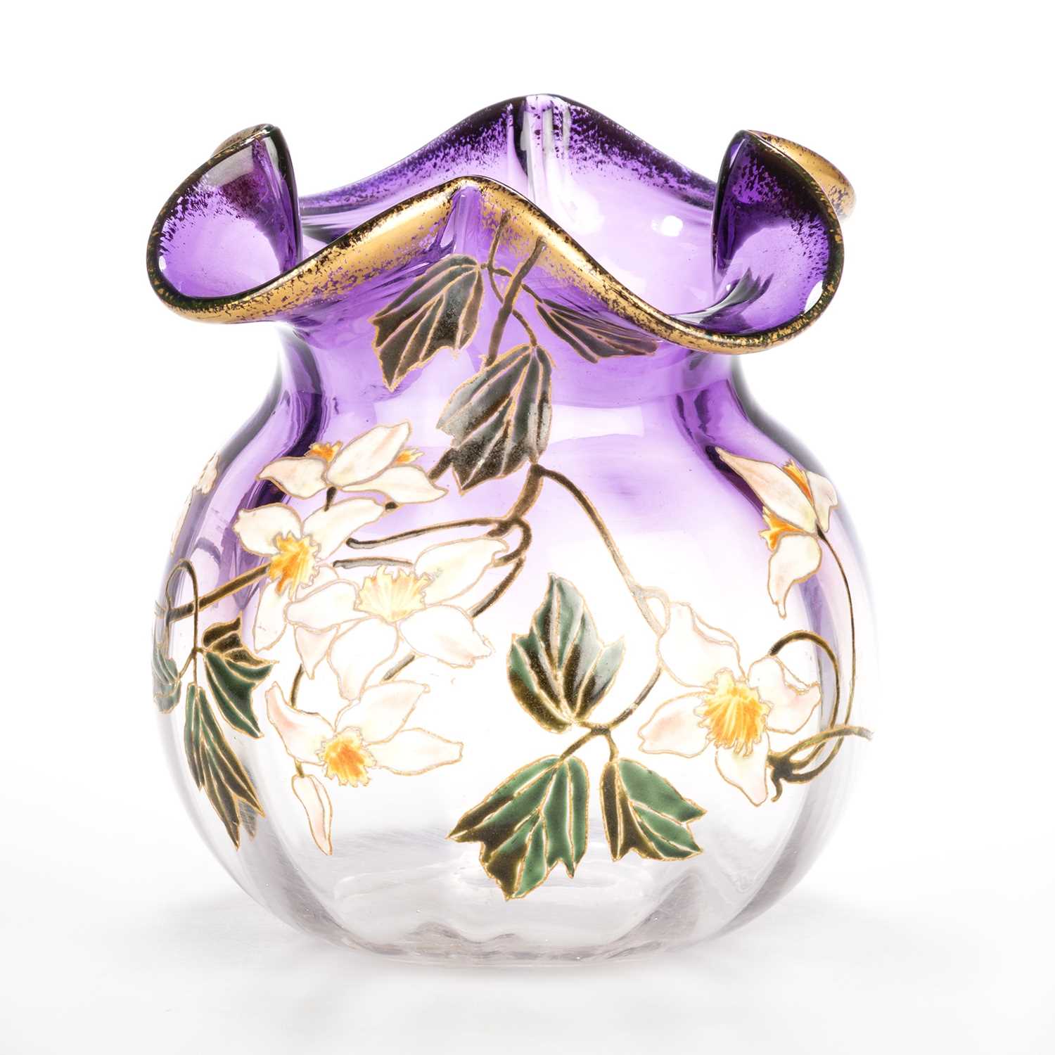 A LEGRAS ENAMELLED GLASS VASE, CIRCA 1890