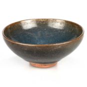 A JUN COPPER-RED SPLASHED BOWL WITH BLUE GLAZE, YUAN - MING DYNASTY