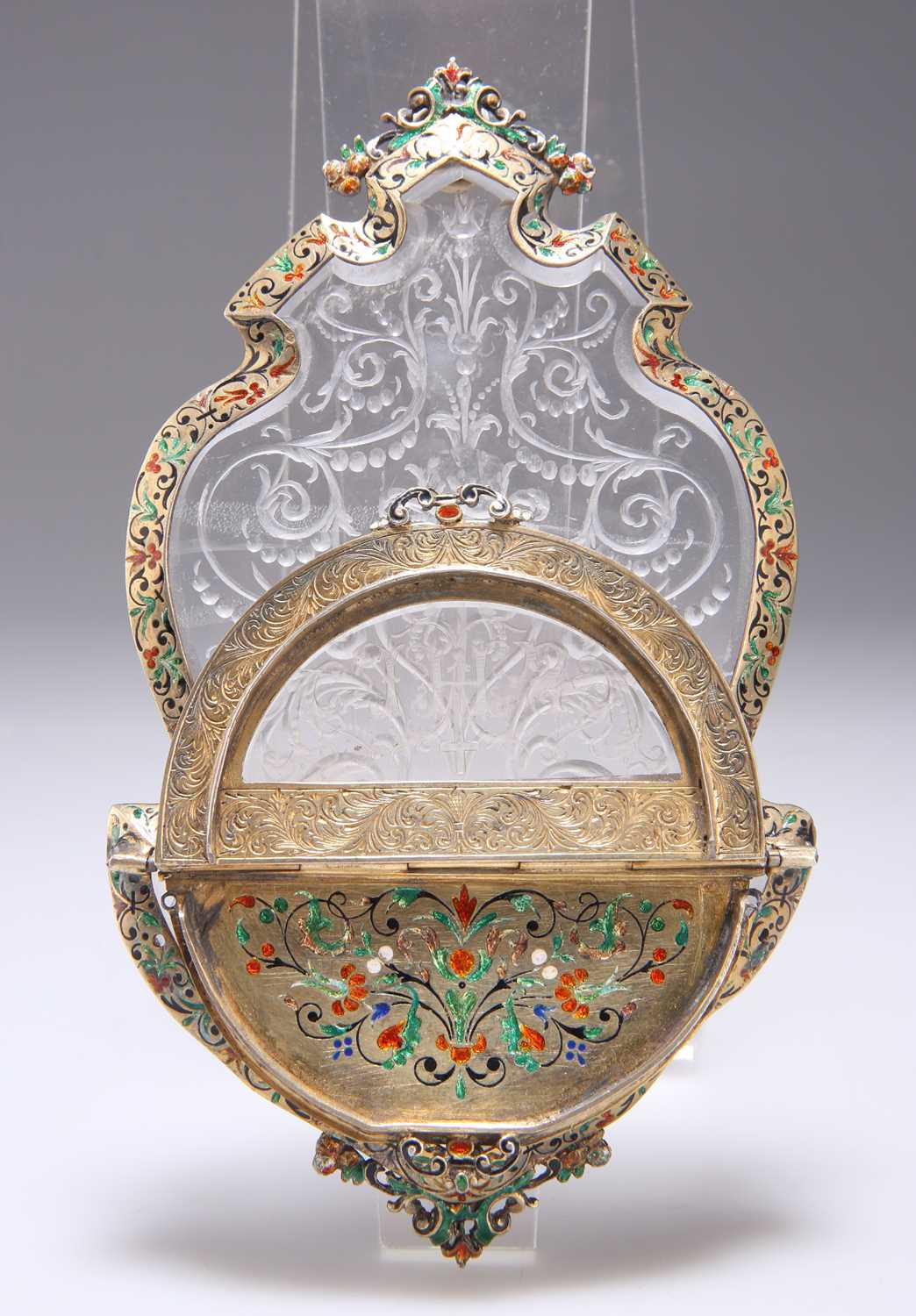 A VIENNESE ENAMEL AND ROCK CRYSTAL TRAVELLING ALTAR, BY HERMANN RATZERSDORFER, VIENNA, CIRCA 1890 - Image 2 of 4