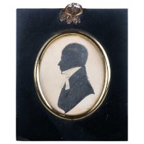 19TH CENTURY ENGLISH SCHOOL PORTRAIT SILHOUETTE OF A GENTLEMAN IN CRAVAT