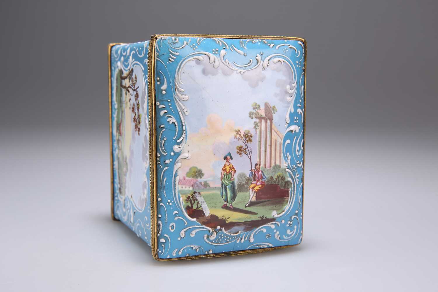 A PAIR OF ENGLISH ENAMEL TEA CADDIES AND A SUGAR BOX, SOUTH STAFFORDSHIRE, CIRCA 1770 - Image 13 of 18