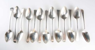 A GROUP OF GEORGIAN AND LATER SILVER DESSERT SPOONS