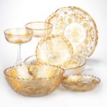 A COLLECTION OF GILDED GLASS, PROBABLY BY MOSER, 19TH CENTURY