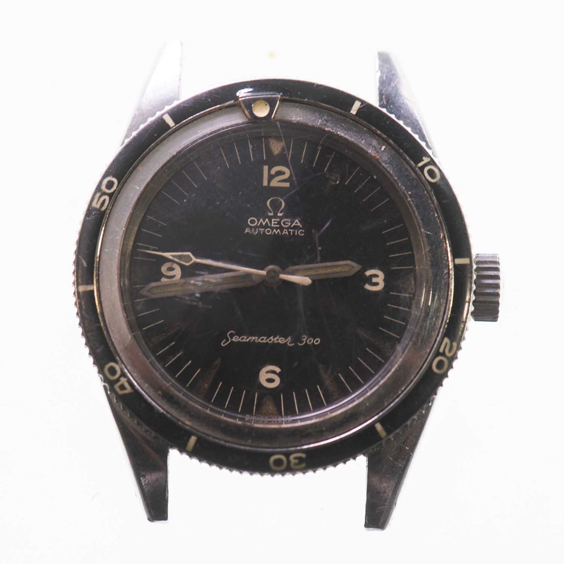 A GENTS STEEL OMEGA SEAMASTER 300 AUTOMATIC WATCH HEAD