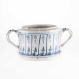 A DUTCH DELFT POSSET POT, 18TH CENTURY