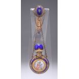 A FRENCH SILVER AND ENAMEL SCENT BOTTLE, MID-19TH CENTURY