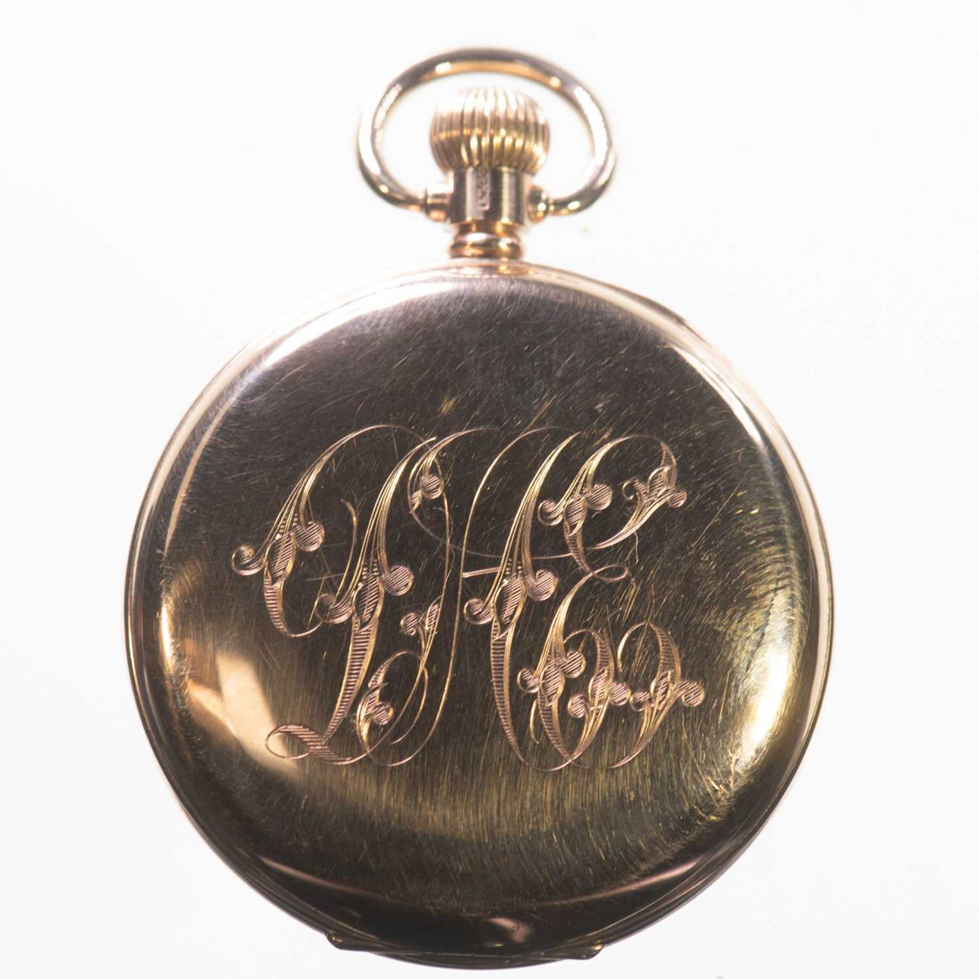 A 9CT GOLD OPEN FACED ELGIN POCKET WATCH - Image 2 of 3