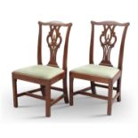 A PAIR OF CHIPPENDALE PERIOD MAHOGANY SIDE CHAIRS