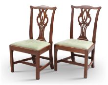 A PAIR OF CHIPPENDALE PERIOD MAHOGANY SIDE CHAIRS