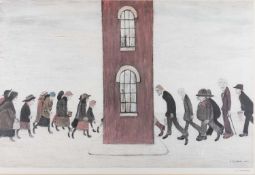 AFTER LAURENCE STEPHEN LOWRY (1887-1976) PEOPLE WALKING IN THE BRICK TOWER, 1965