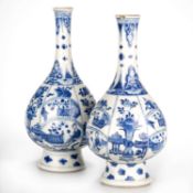 TWO CHINESE BLUE AND WHITE PORCELAIN BOTTLE VASES, KANGXI PERIOD