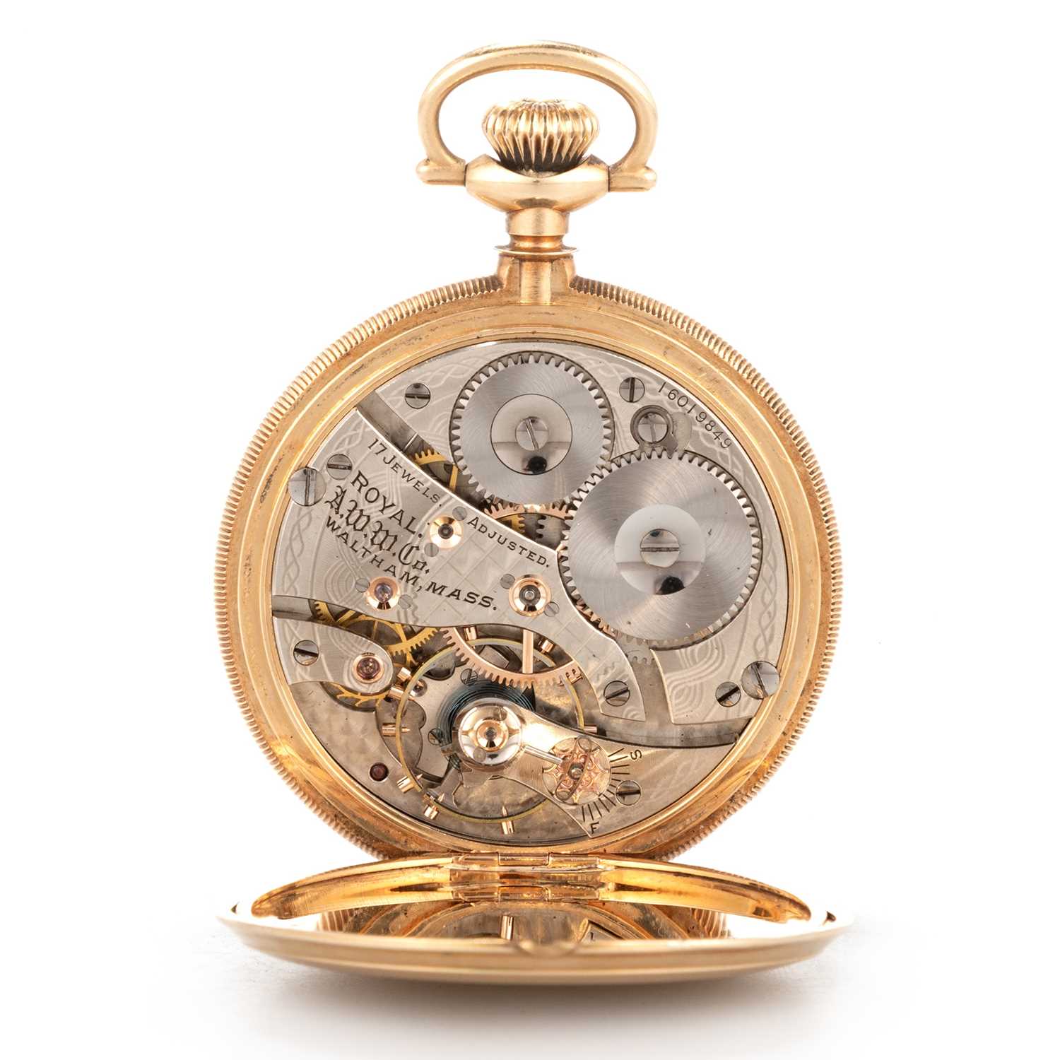 A WALTHAM 14K GOLD KEYLESS FULL HUNTER POCKET WATCH - Image 2 of 5