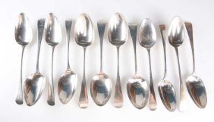 TWELVE GEORGIAN AND LATER SILVER TABLE SPOONS