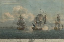 18TH CENTURY BRITISH SCHOOL A NAVEL ENGAGMENT: ENGAGING AND TAKING OF THE SPANISH FRIGATE PHENIX