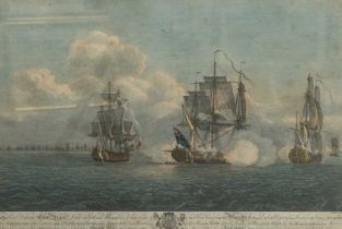 18TH CENTURY BRITISH SCHOOL A NAVEL ENGAGMENT: ENGAGING AND TAKING OF THE SPANISH FRIGATE PHENIX