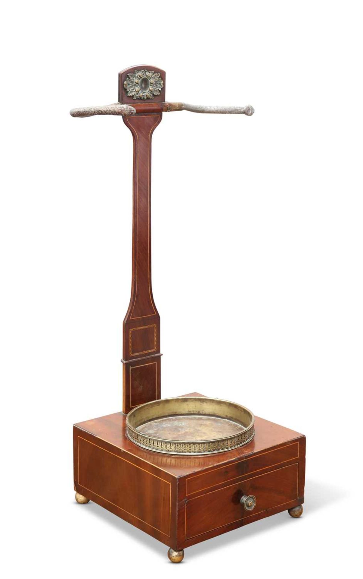 A 19TH CENTURY INLAID MAHOGANY CHURCH PIPE STAND - Image 2 of 2