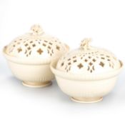 A PAIR OF LEEDS CREAMWARE TUREENS AND COVERS, LATE 18TH CENTURY