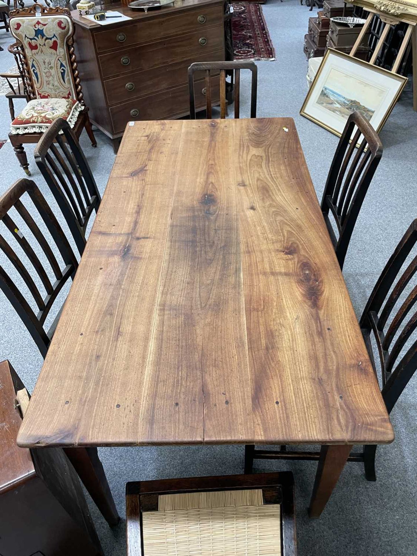 A 19TH CENTURY FRENCH CHERRY WOOD KITCHEN TABLE - Image 2 of 9