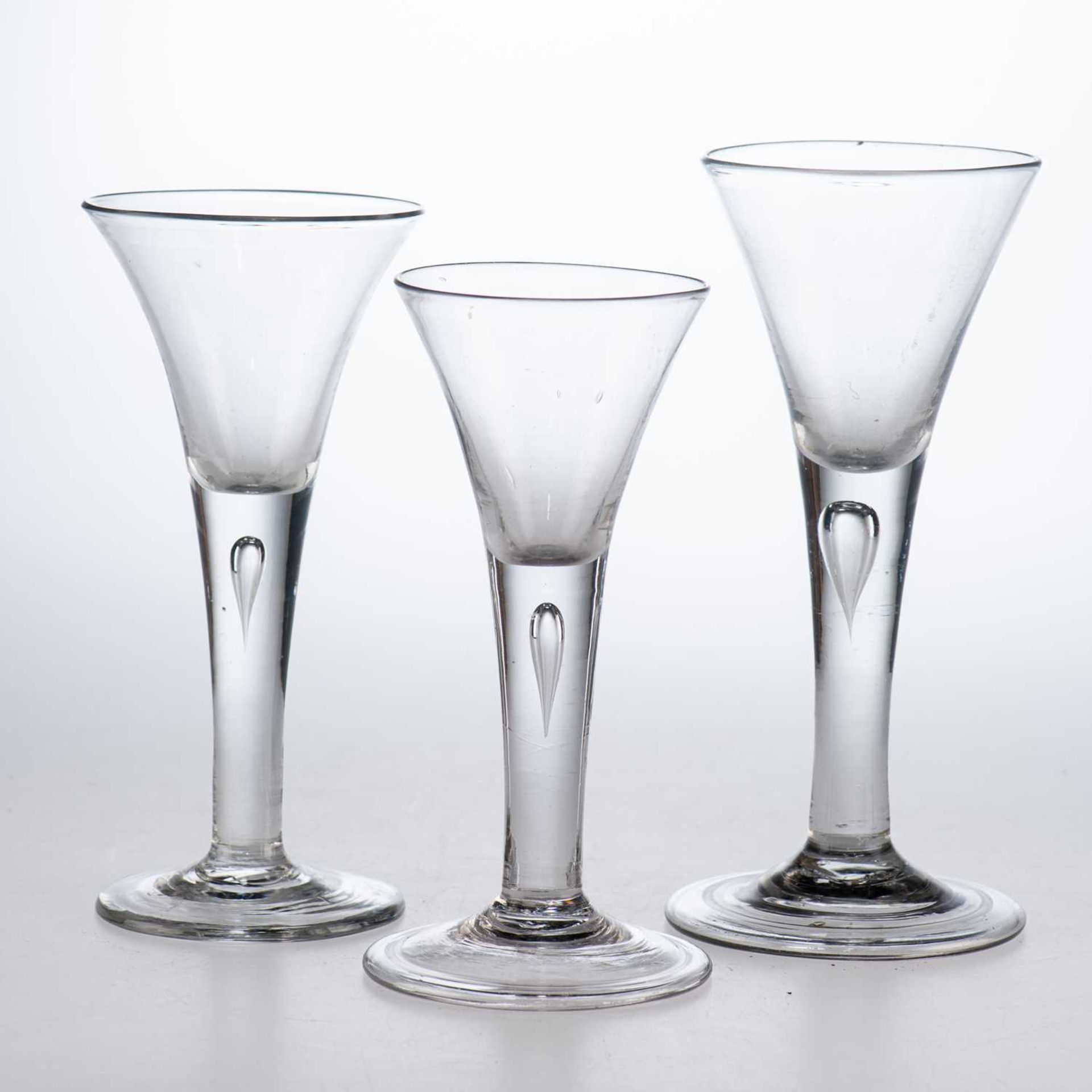 THREE WINE GLASSES, 18TH CENTURY