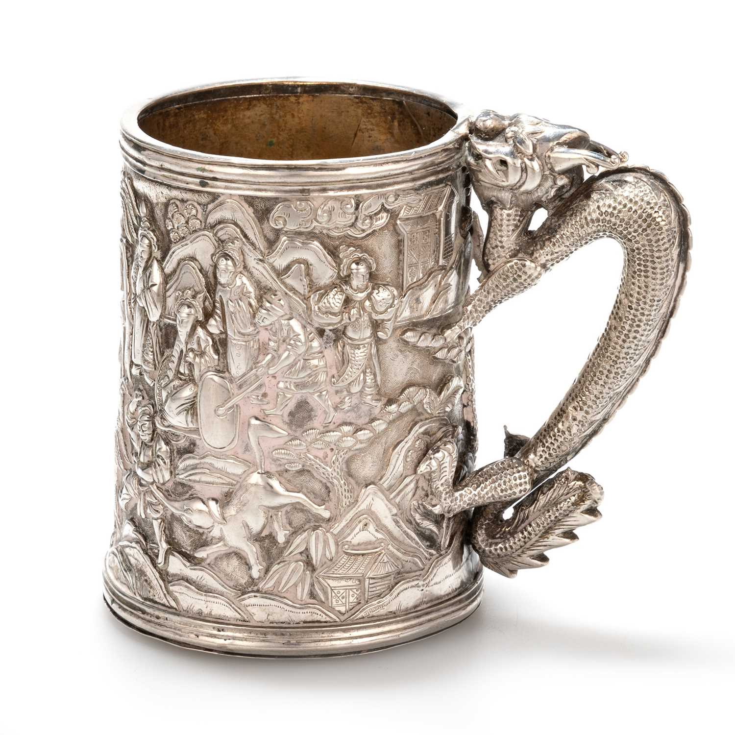 A CHINESE SILVER DOUBLE-WALLED MUG - Image 2 of 11