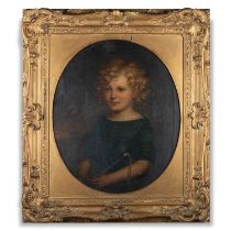 EARLY 19TH CENTURY ENGLISH SCHOOL, PORTRAIT OF A YOUNG GIRL HOLDING A RIDING CROP