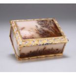 A RARE LOUIS XV PICTURE AGATE, GOLD AND ENAMEL SNUFF BOX, BY NÖEL HARDIVILLERS