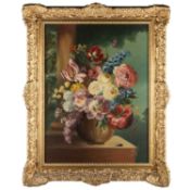 19TH CENTURY EUROPEAN SCHOOL STILL LIFE WITH FLOWERS AND A BEETLE