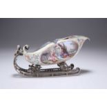 A VIENNESE ENAMEL AND SILVER MINIATURE SLEIGH