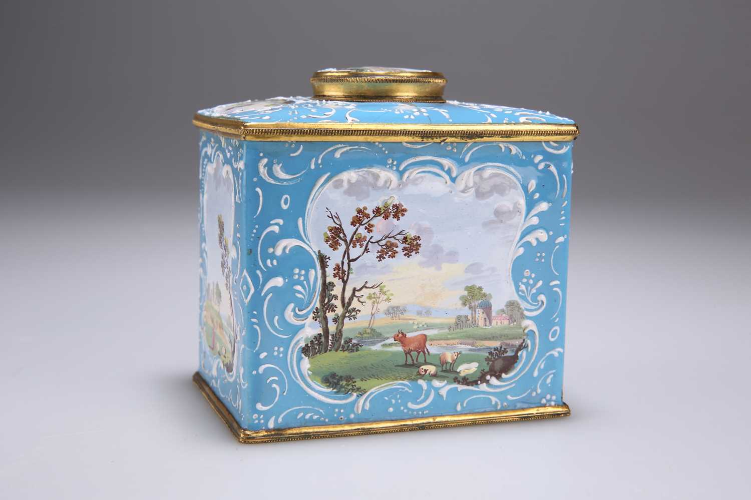 A PAIR OF ENGLISH ENAMEL TEA CADDIES AND A SUGAR BOX, SOUTH STAFFORDSHIRE, CIRCA 1770 - Image 17 of 18