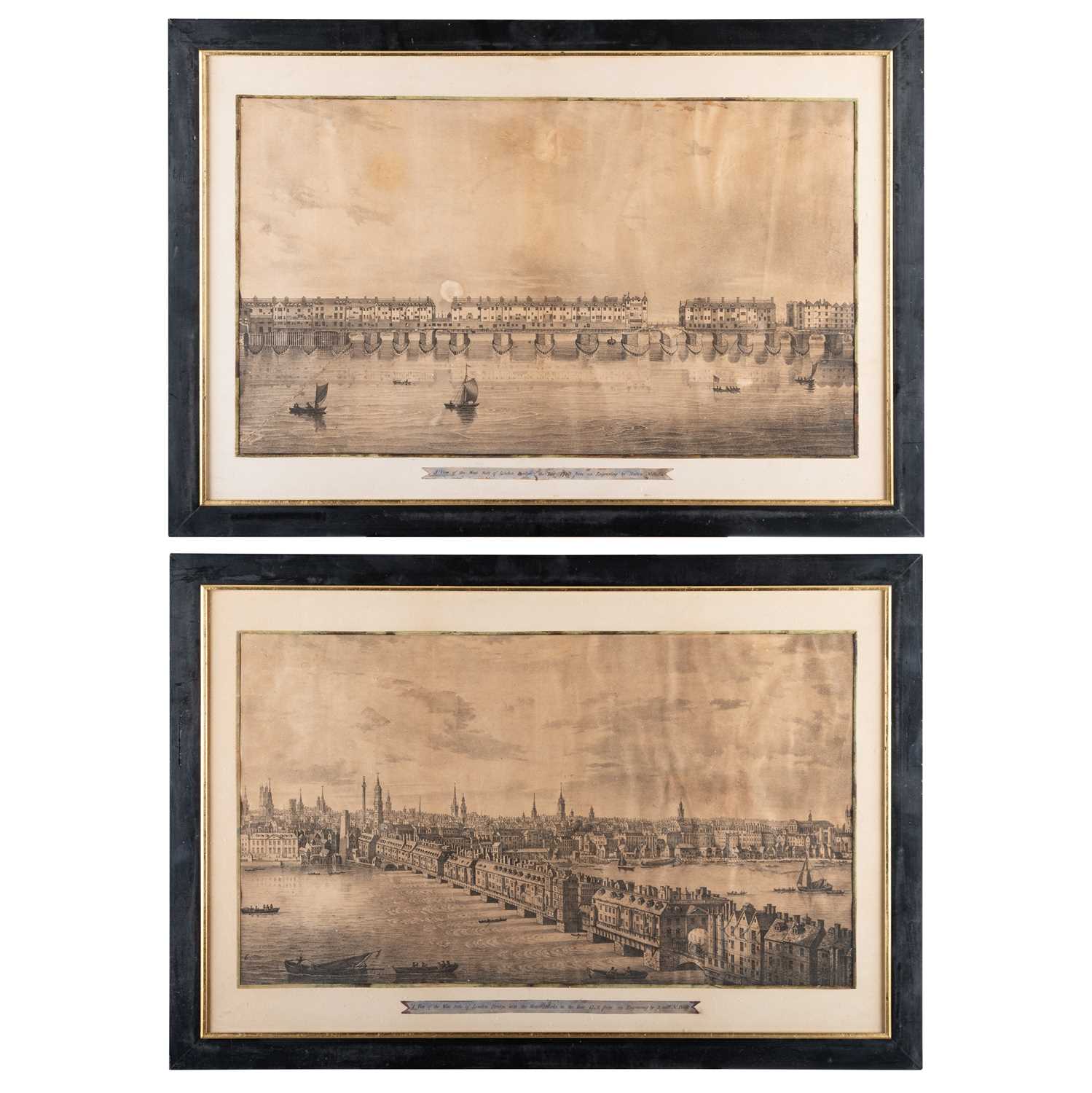 18TH CENTURY ENGRAVING BY S&N BUCK LONDON BRIDGE, WEST SIDE, A PAIR OF VIEWS