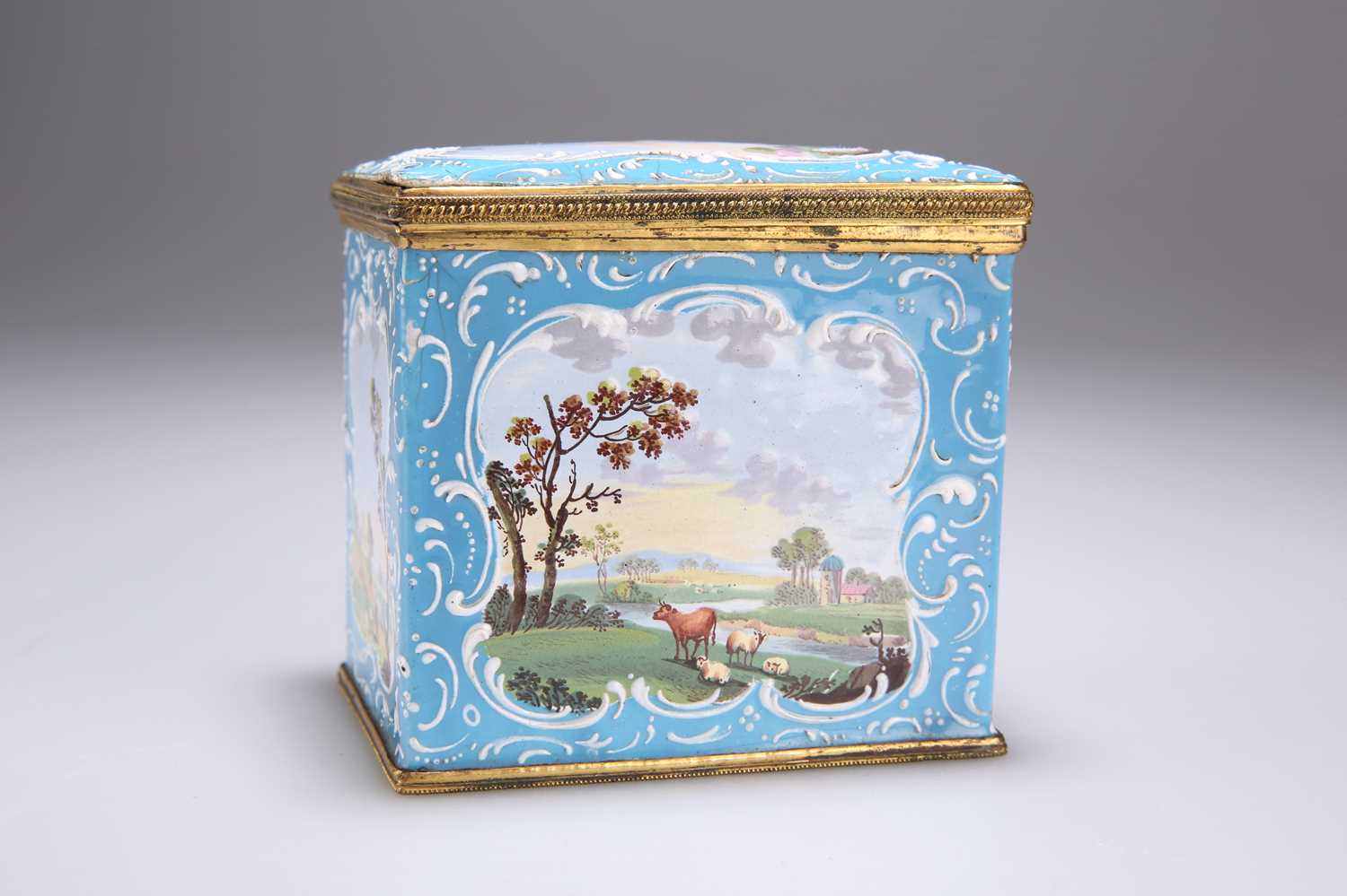 A PAIR OF ENGLISH ENAMEL TEA CADDIES AND A SUGAR BOX, SOUTH STAFFORDSHIRE, CIRCA 1770 - Image 11 of 18