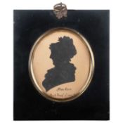 19TH CENTURY ENGLISH SCHOOL PORTRAIT SILHOUETTE OF MRS CARR, DIED AUGUST 3RD 1839