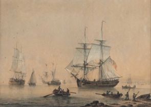 SAMUEL ATKINS (1760-1808) ROYAL NAVY SHIPS OFF THE COAST