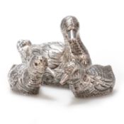 A TRIO OF EDWARDIAN SILVER NOVELTY PEPPERETTES